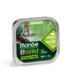 Вологий беззерновий корм для стерилізованих кішок Monge (Монж) cat Grain free WET Sterilised кабан 100гр*32шт