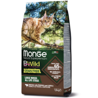 Сухой беззерновой корм для кошек крупных пород Monge (Монж) cat BWild Grain free буйвол 1.5 кг