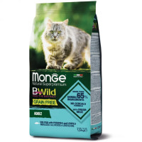 Сухий беззерновий корм для кішок Monge (Монж) cat BWild Grain free тріска 1.5 кг