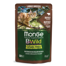 Вологий Беззерновий корм для кішок великих порід Monge (Монж) cat BWild Grain free WET буйвол 85гр*28шт