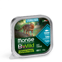 Вологий беззерновий корм для стерилізованих кішок Monge (Монж) cat Grain free Sterilised тунець 100гр*32шт