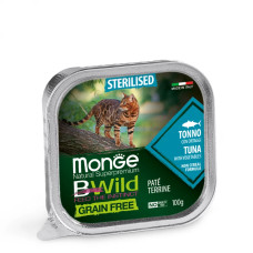 Вологий беззерновий корм для стерилізованих кішок Monge (Монж) cat Grain free Sterilised тунець 100гр*32шт