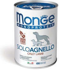 Вологий монопротеїновий корм для собак Monge (Монж) dog SOLO 100% паштет з ягням 400 гр