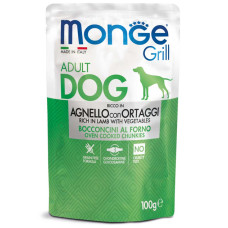 Вологий корм для собак Monge (Монж) dog GRILL з ягням та овочами 100гр*24шт