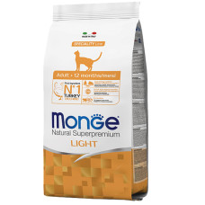 Сухий низькокалорійний корм для кішок Monge (Монж) cat Light з індичкою 1.5 кг