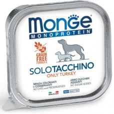 Вологий монопротеїновий корм для собак Monge (Монж) dog SOLO 100% паштет з індичкою 150гр*24шт