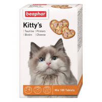 Витаминизированные лакомства Beaphar Kitty's Mix для котов с таурином и биотином, сыром и протеином, 180 табл