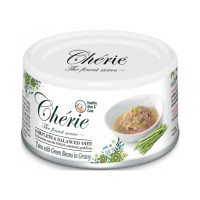 Влажный корм Cherie с тунцом и зеленой фасолью для поддержания здоровья и кожи у котов (кусочки в соусе) 80g