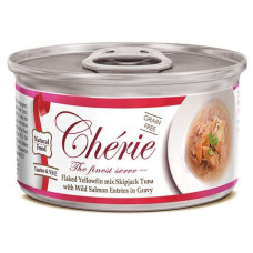 Вологий корм Cherie д/котів з ніжними шматочками тунця та лосося в соусі 80g