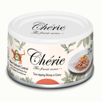 Влажный корм Cherie c тунцом и креветками для контроля образования комочков шерсти(кусочки в соусе) 80g