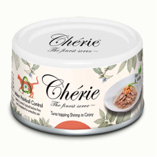 Вологий корм Cherie з тунцем та креветками для контролю утворення грудочок шерсті (шматочки в соусі) 80g
