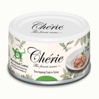 Вологий корм Cherie з тунцем та крабом для контролю утворення грудочок шерсті (шматочки в соусі) 80g