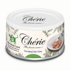 Вологий корм Cherie з тунцем та крабом для контролю утворення грудочок шерсті (шматочки в соусі) 80g