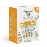 Набор крем-снеков для котов Natural Kitty Creamy Treat Mega Pack на основе курятины, 50 шт.х12 г (4 вкуса)