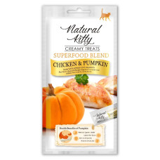 Крем-снек для котів зі смаком курки та гарбуза Natural Kitty Creamy Treats Chicken & pumpkin, 4х12г
