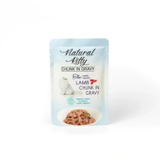 Вологий корм для котів Natural Kitty у вигляді шматочків курки та тунця з легенями ягняти у соусі, 85 г