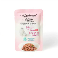 Влажный корм для котов Natural Kitty в виде кусочков курицы и тунца в соусе, 85 г