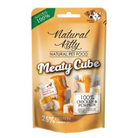 Лакомство для кошек и собак Natural Kitty Meaty Cube 100% Chicken & Pumpkin в виде кубиков, курица в тыквенном соусе 60г