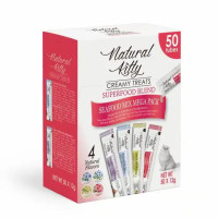 Набор крем-снеков для котов Natural Kitty Creamy Treat Mega Pack на рыбной основе, 50 шт.х12 г (4 вкуса)