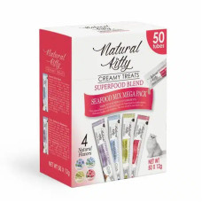 Набір крем-снеків для котів Natural Kitty Creamy Treat Mega Pack на рибній основі, 50 шт.х12 г (4 смаки)