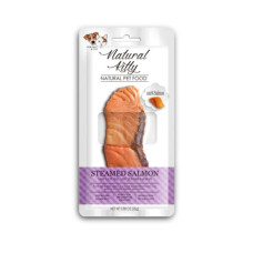 Ласощі для котів та собак Natural Kitty STEAMED SALMON у вигляді шматочків лосося приготованих на пару 30г