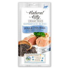 Крем-снек для котів зі смаком тунця та насіння чіа Natural Kitty Creamy Treats Tuna with Chia Seed, 4х12г