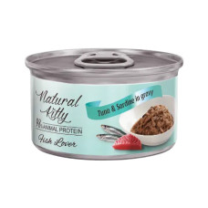 Вологий корм для котів Natural Kitty Meat Lover tuna and sardine in gravy з диким тунцем та сардиною у соусі, 70г