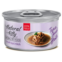 Влажный корм для котов Natural Kitty с тунцом и кальмарами в бульоне, 80г