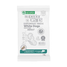 Беззернові ласощі Nature's Protection White Dogs Hypoallergenic & Digestive Care для дорослих білих собак з лососем 110 грам