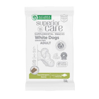 Беззерновые лакомства Nature's Protection White Dogs Hypoallergenic & Dental Care для взрослых белых собак с белой рыбой 150 гр
