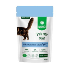 Вологий корм Nature's Protection Prime Adult Cats Weight Control для котів для контролю ваги з куркою, лососем і тунцем, 85 г