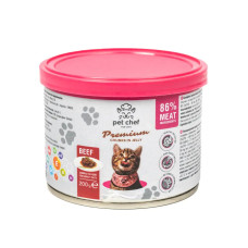 Вологий корм для котів Pet Chef з яловичиною 200 г