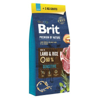Сухий корм для собак Brit Premium Dog Sensitive 15 + 3 кг в подарунок - ягня та рис