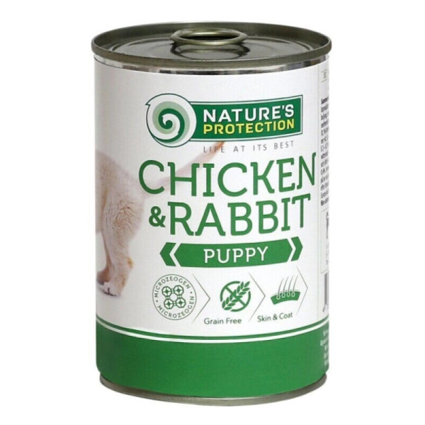 Вологий корм для цуценят всіх порід з курятиною та кролятиною Nature's Protection Puppy chicken & rabbit 800г