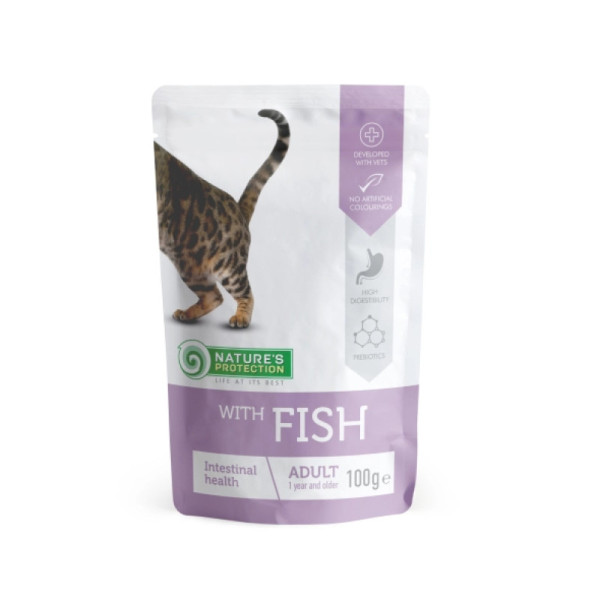Вологий корм для дорослих котів з чутливим травленням з рибою Nature's Protection Intestinal health with Fish 100 г