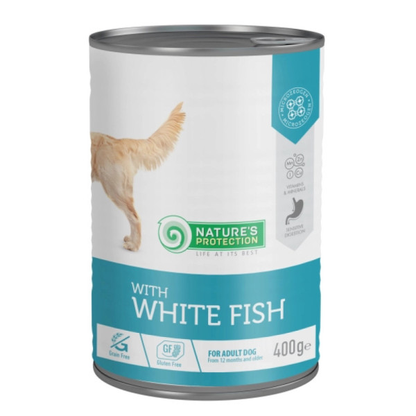 Вологий корм для дорослих собак з білою рибою Nature's Protection with White Fish 400 г
