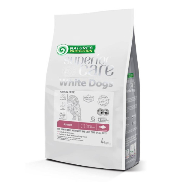 Сухий корм для цуценят Nature's Protection Superior Care White Dogs Grain Free Junior All Sizes 4 кг - біла риба