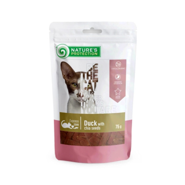 Купить Nature's Protection Duck with chia seeds Лакомство для кошек снеки с уткой и чиа, 75 г