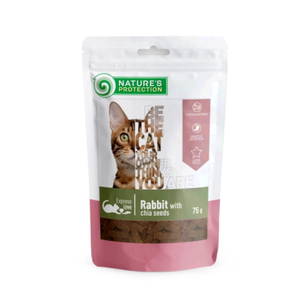 Купить Nature's Protection Rabbit with chia seeds Лакомство для кошек снеки из кролика с чиа, 75 г