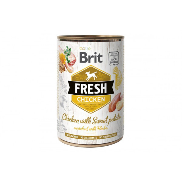 Вологий корм для собак Brit Fresh (Брит Фреш) Chicken & Sweet Potato 400 г з куркою та бататом (консерва)