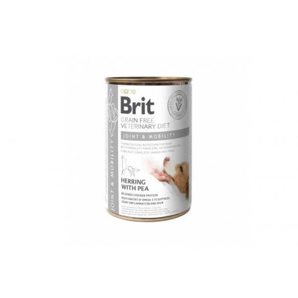Вологий корм для собак Brit VetDiets Joint & Mobility для підтримки здоров'я суглобів, 400 г (оселедець і горошок)