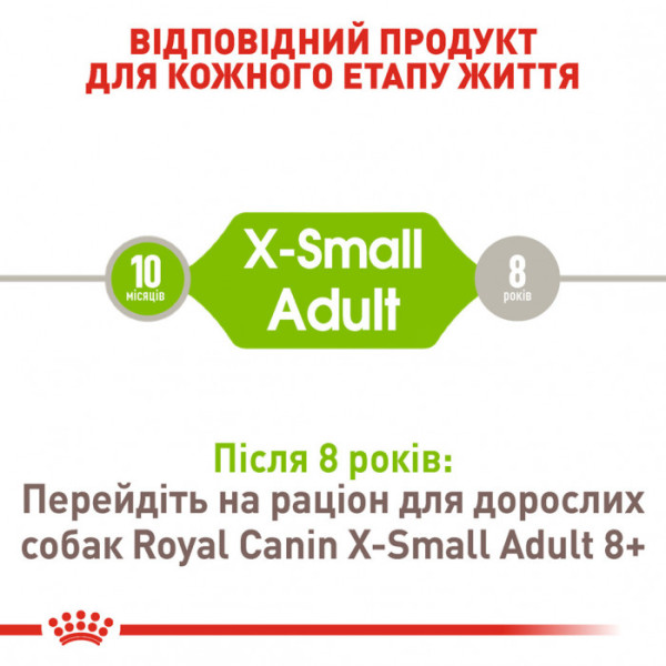 Акція! Корм для дорослих собак ROYAL CANIN XSMALL ADULT 1.5 кг + пакування 500 г у подарунок