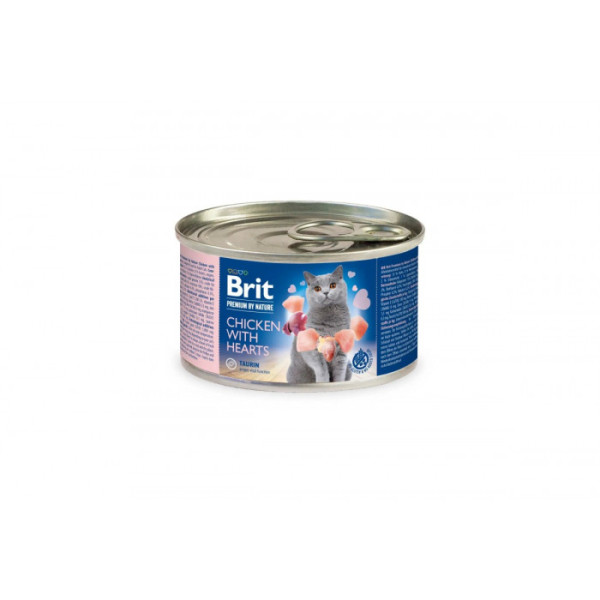 Вологий корм для котів Brit Premium (Брит Преміум) з куркою і курячими сердечками 6шт*200 г