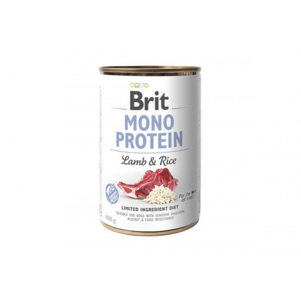Вологий корм для собак Brit (Брит) Mono Protein (Моно Протеін) Dog 400 г з ягням і темним рисом (консерва)