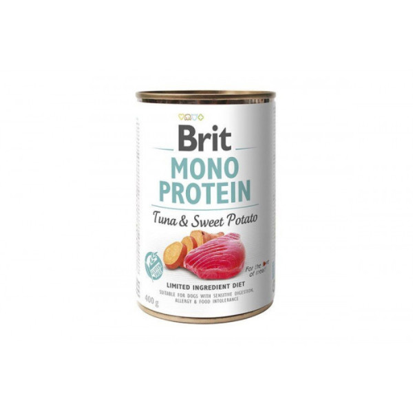 Вологий корм для собак Brit (Брит) Mono Protein (Моно Протеін) Dog 400 г з тунцем і бататом (консерва)