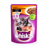 Влажный корм для котят Whiskas с домашней птицей в соусе 100гр*24шт