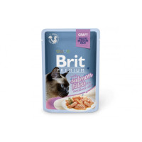 Влажный корм для стерилизованных котов Brit Premium (Брит Премиум) Cat pouch 85 г*24 шт филе лосося в соусе (пауч)