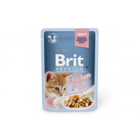 Вологий корм для кошенят Brit Premium (Брит Преміум) Cat pouch 24шт*85 г філе курки в соусі (пауч)