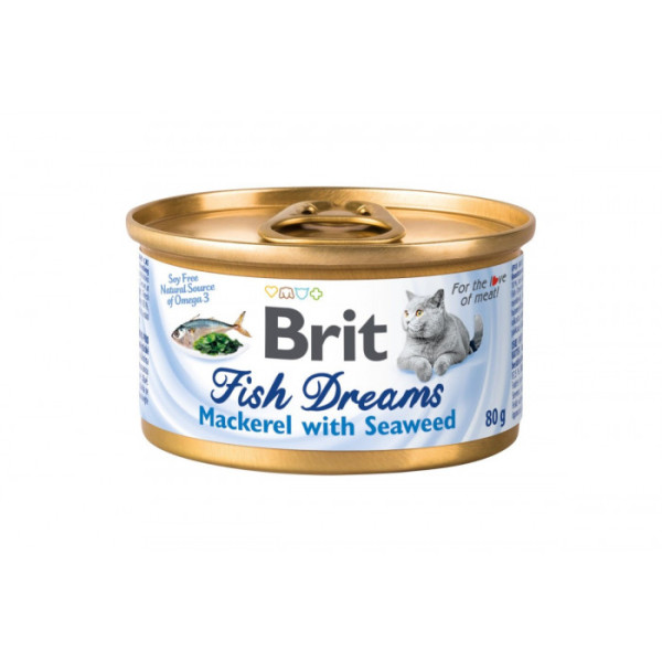 Вологий корм для котів Brit Fish Dreams 80 г зі скумбрією і водоростями
