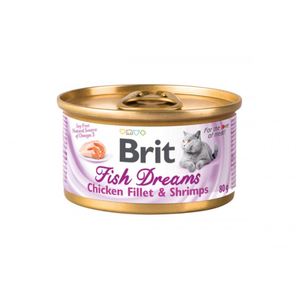 Вологий корм для котів Brit Fish Dreams 80 г з курячим філе і креветки